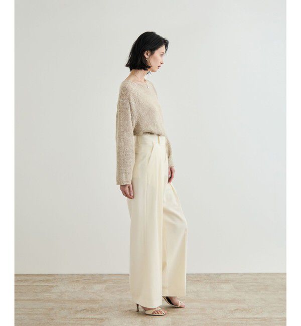 ROPE「【洗える】スラブリネン ボートネックプルオーバー」|ニット・セーター|