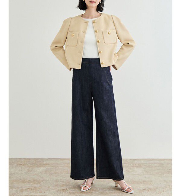 ROPE「金ボタンニットジャケット」|ノーカラージャケット|