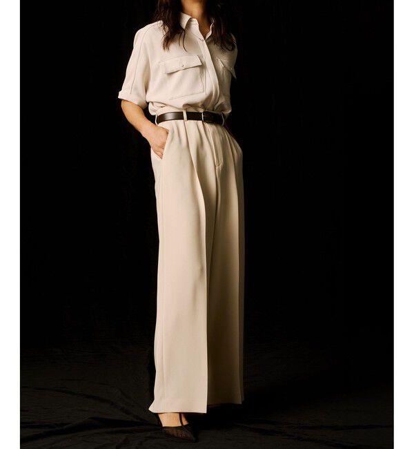 ROPE「[美人パンツ]ダブルクロスワイドパンツ/イージーケア」|チノ|