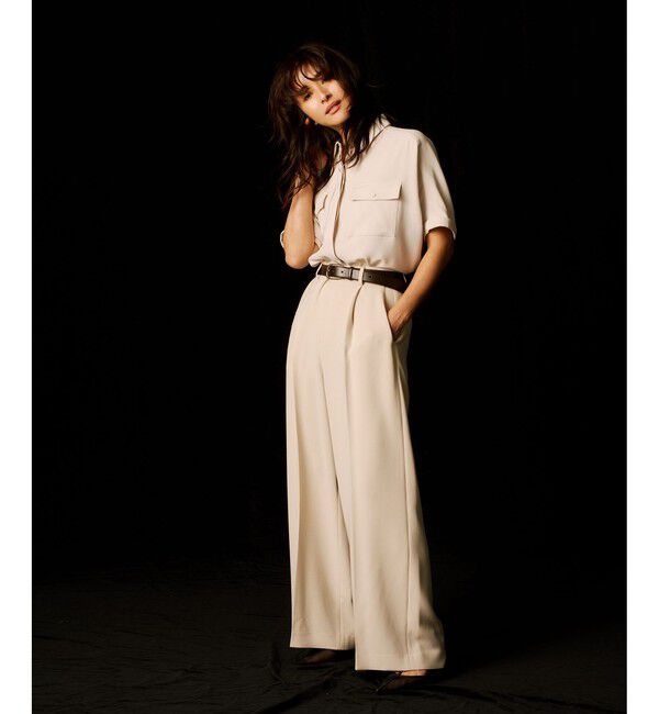 ROPE「[美人パンツ]ダブルクロスワイドパンツ/イージーケア」|チノ|