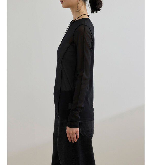 ROPE「【WEB・一部店舗限定】ストレッチシアー＆レースカットソー/洗える」|Tシャツ・カットソー|