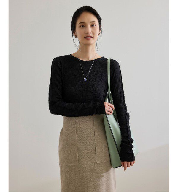 ROPE「【WEB・一部店舗限定】ストレッチシアー＆レースカットソー/洗える」|Tシャツ・カットソー|