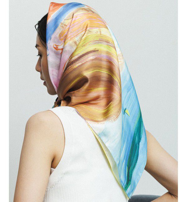 ROPE「【YUKO SAEKI for ROPE&rsquo;・コラボ】スカーフ柄プリント シルクスカーフ/Lサイズ」|バンダナ・スカーフ|