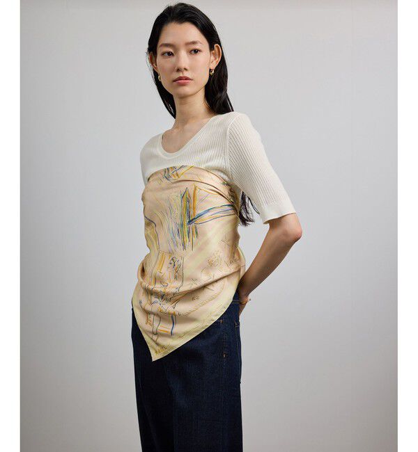 ROPE「【YUKO SAEKI for ROPE&rsquo;・コラボ】スカーフ柄プリント シルクスカーフ/Lサイズ」|バンダナ・スカーフ|