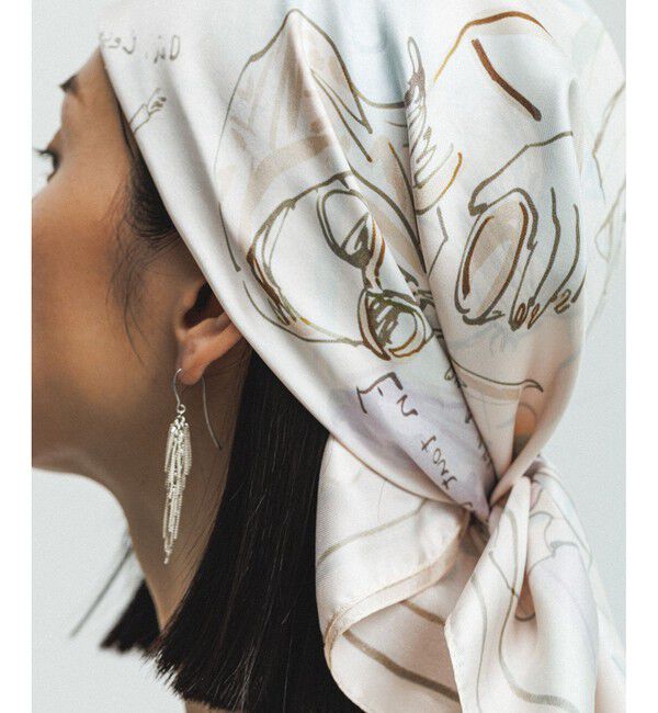 ROPE「【YUKO SAEKI for ROPE&rsquo;・コラボ】スカーフ柄プリント シルクスカーフ/Lサイズ」|バンダナ・スカーフ|