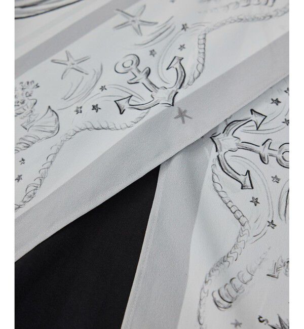 ROPE「【洗える】【YUKO SAEKI for ROPE'・コラボ】スカーフ柄プリント Aラインカットソー」|Tシャツ・カットソー|