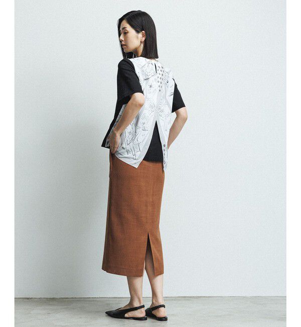 ROPE「【洗える】【YUKO SAEKI for ROPE'・コラボ】スカーフ柄プリント Aラインカットソー」|Tシャツ・カットソー|