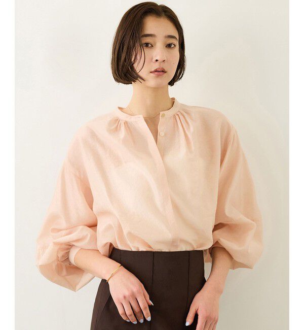 ROPE「キュプラシルクボリュームスリーブブラウス/イージーケア」|シャツ・ブラウス|ピンク系(65)