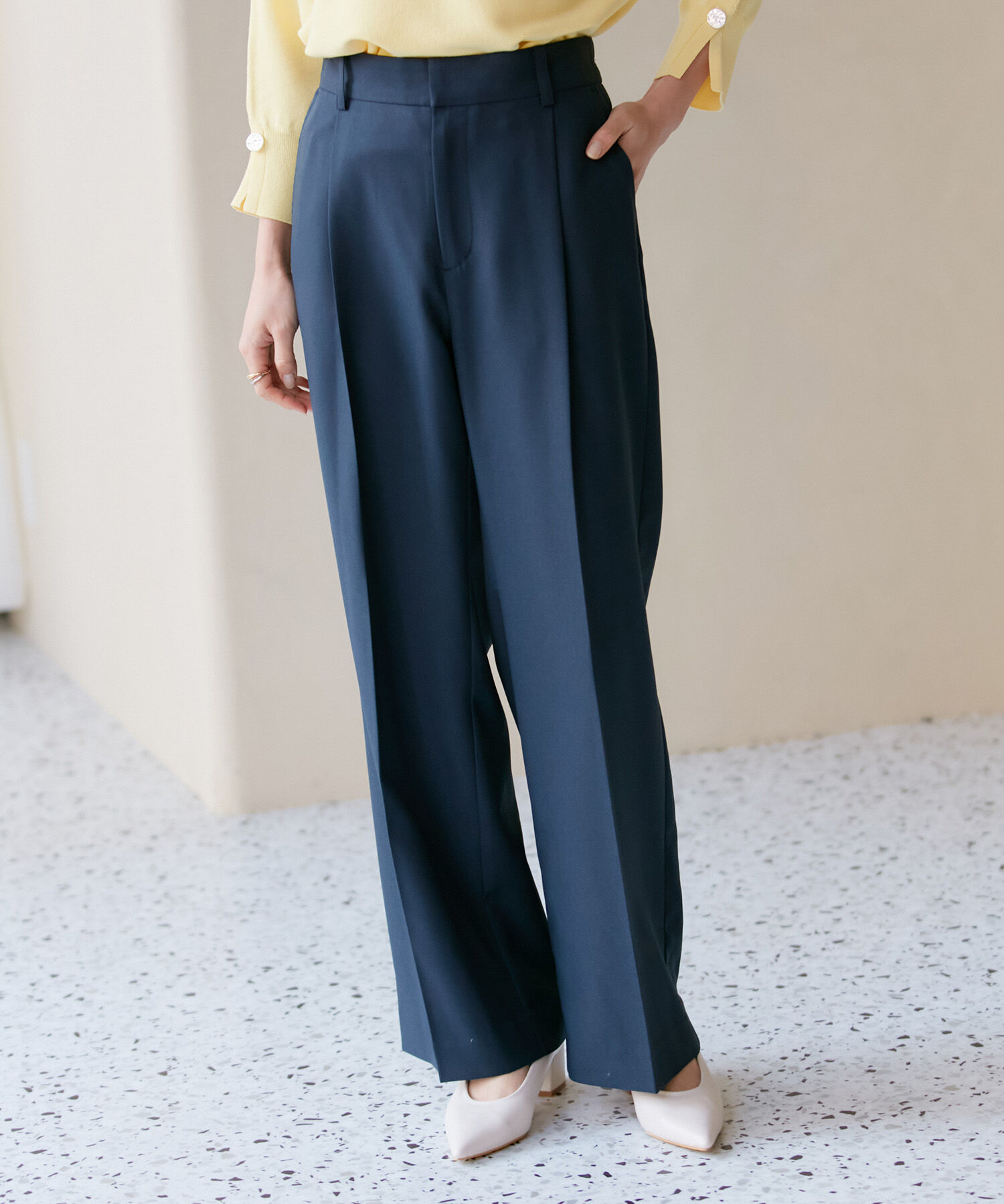 VIS「美HITワンタックストレートパンツ【洗える】」|スラックス|