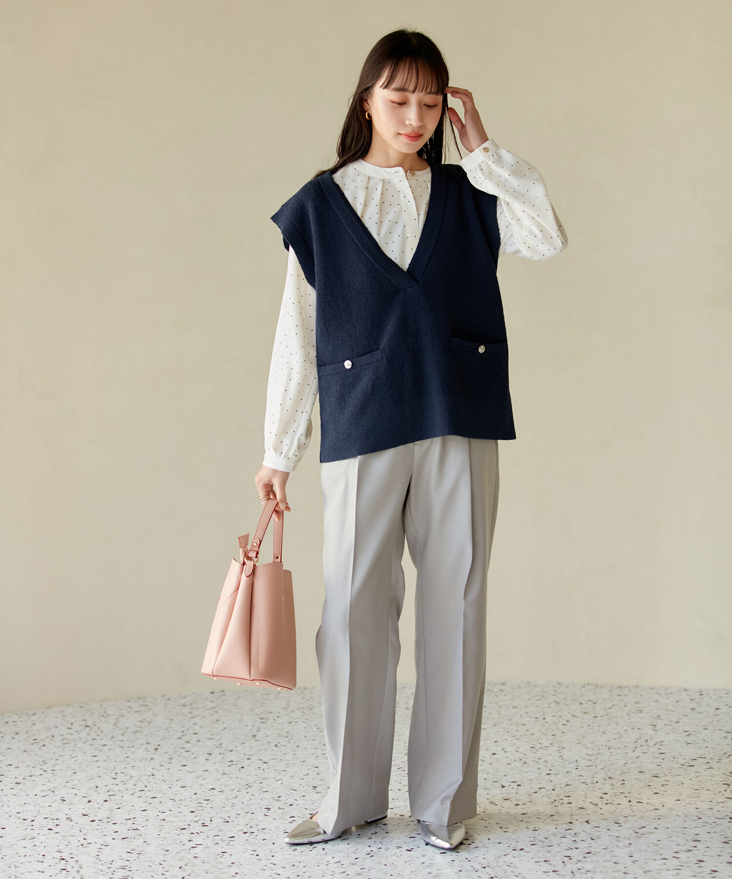 VIS「美HITワンタックストレートパンツ【洗える】」|スラックス|