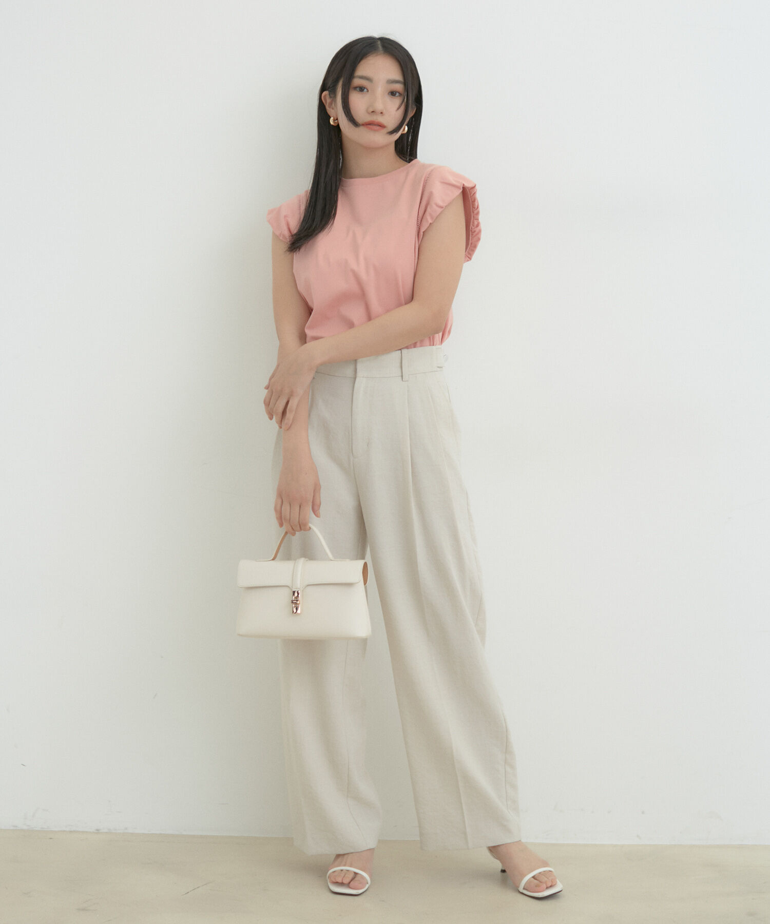 VIS「【洗える】シルケットポイントレースカットソー」|Tシャツ・カットソー|