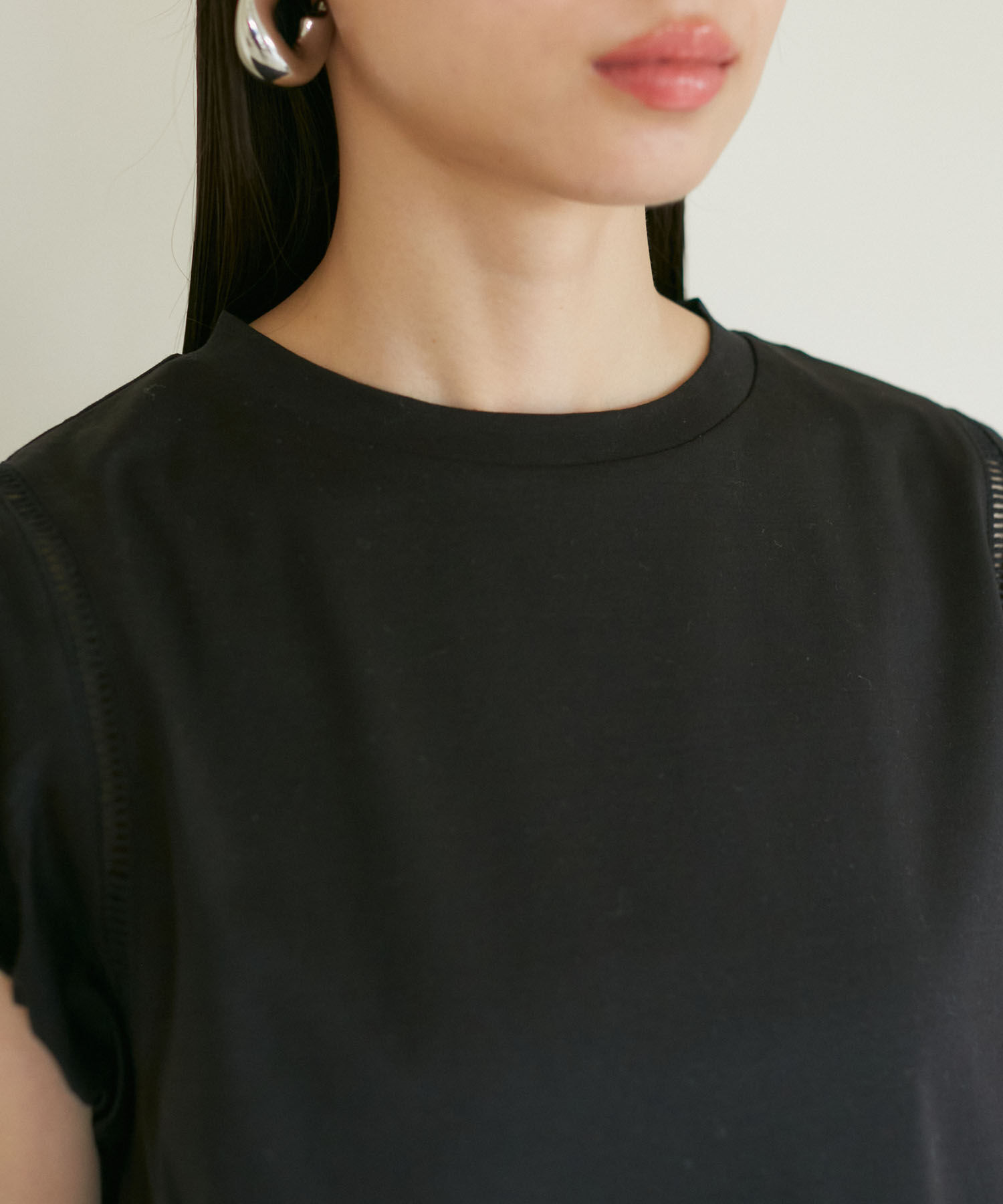 VIS「【洗える】シルケットポイントレースカットソー」|Tシャツ・カットソー|