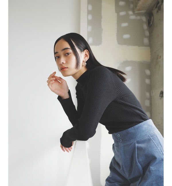 VIS「【新色追加】リブニットプチハイネックプルオーバー【低身長向けサイズ有】」|ニット・セーター|