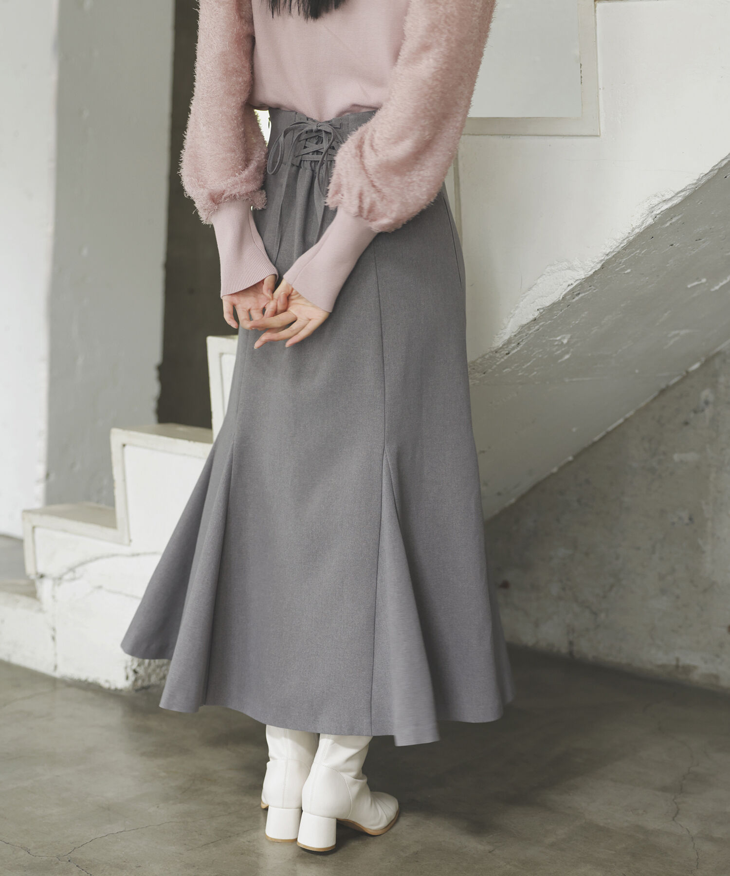 VIS「美easyウーリッシュバックレースアップマーメイドSK」|スカート|