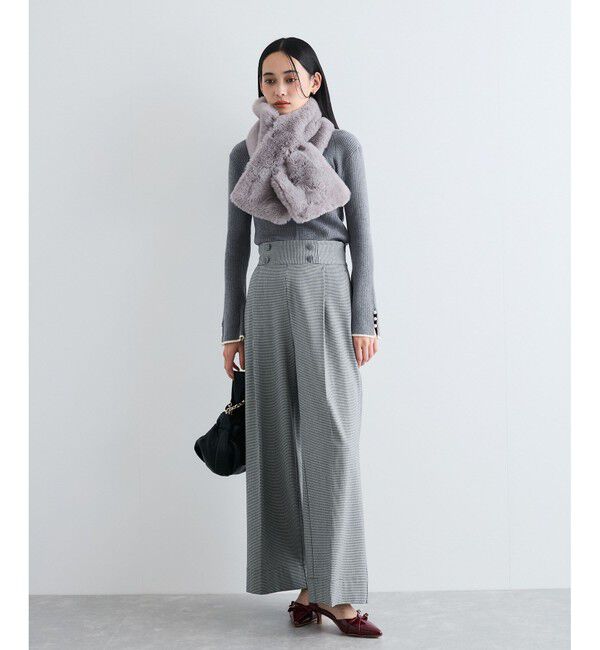 VIS「【美warm】ストレッチ釦付きワイドパンツ/スラックス【アンチピリング/防シワ/洗える】」|チノ|