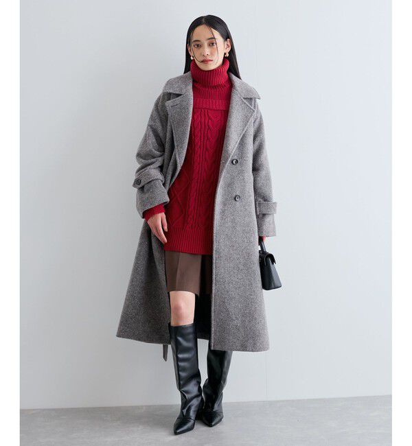 VIS「【洗える】オフショルケーブル編みミニワンピース」|ワンピース|