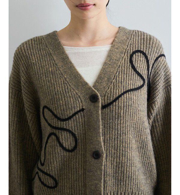 VIS「【WEB/一部店舗限定】リボンコード刺繍Vネックカーディガン【セットアップ対応】」|カーディガン|