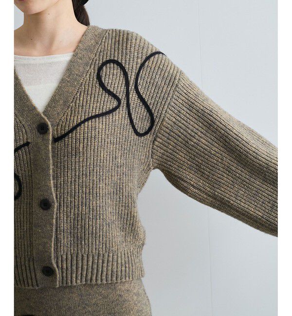 VIS「【WEB/一部店舗限定】リボンコード刺繍Vネックカーディガン【セットアップ対応】」|カーディガン|