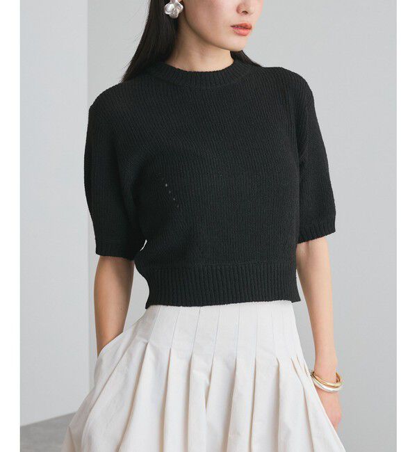 VIS「【洗える】アイレットブークレコンパクトニット」|Tシャツ・カットソー|ブラック(01)