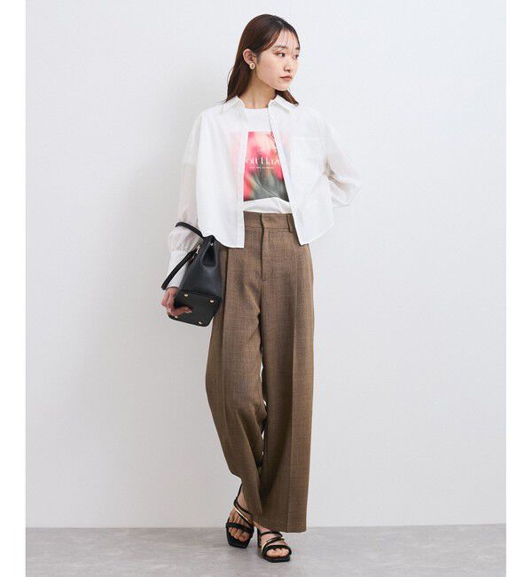 VIS「【防シワ/接触冷感/洗える】ボリュームスリーブショート丈シアーシャツ」|シャツ・ブラウス|