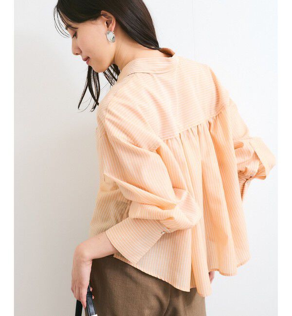 VIS「【防シワ/接触冷感/洗える】ボリュームスリーブショート丈シアーシャツ」|シャツ・ブラウス|