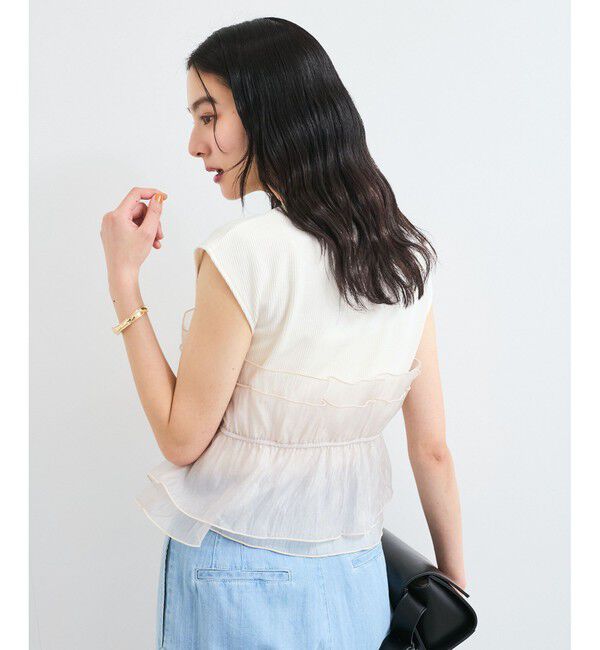 VIS「旬なレイヤードスタイルが叶う！ビスチェドッキングフレンチスリーブプルオーバー【洗える】」|Tシャツ・カットソー|