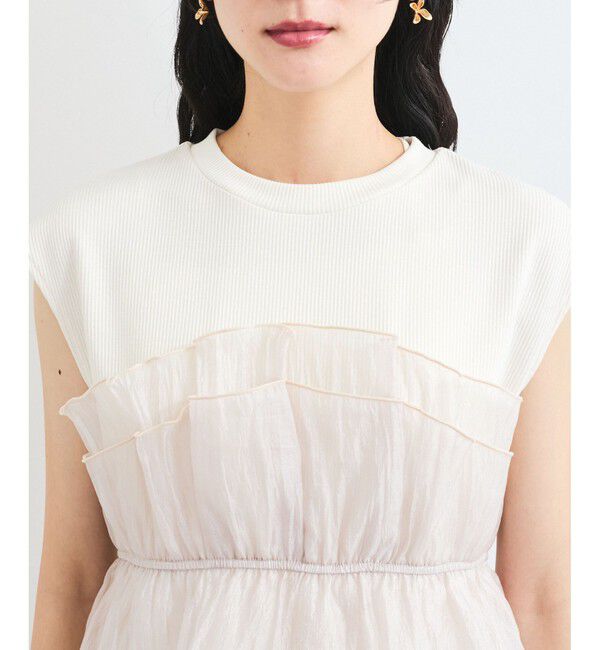 VIS「旬なレイヤードスタイルが叶う！ビスチェドッキングフレンチスリーブプルオーバー【洗える】」|Tシャツ・カットソー|