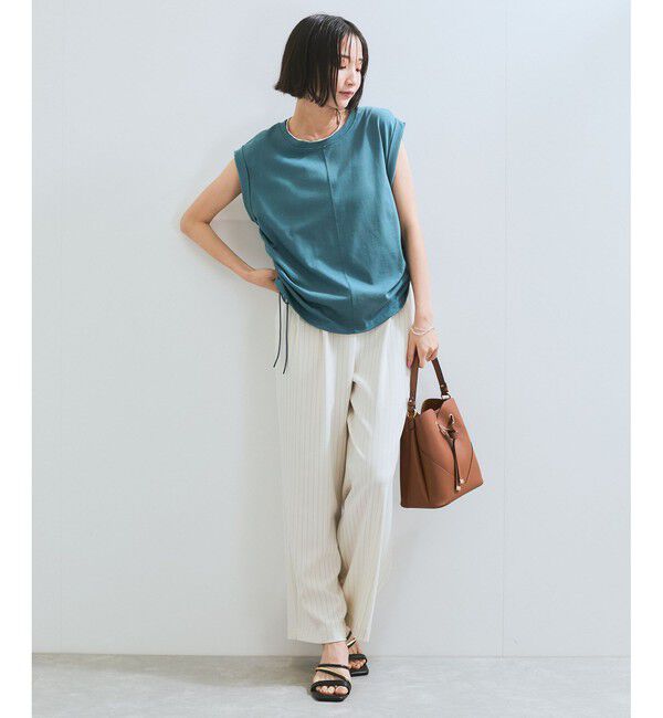 VIS「【WEB限定】サイドドロストシャーリングカットソー」|Tシャツ・カットソー|