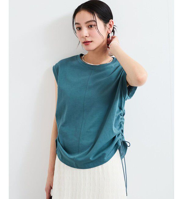 VIS「【WEB限定】サイドドロストシャーリングカットソー」|Tシャツ・カットソー|