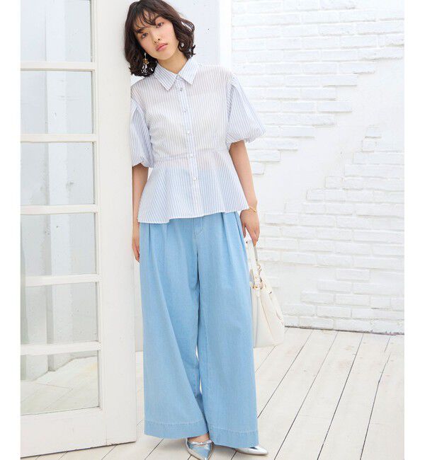 VIS「バルーンスリーブペプラムシャツ/通勤対応」|シャツ・ブラウス|