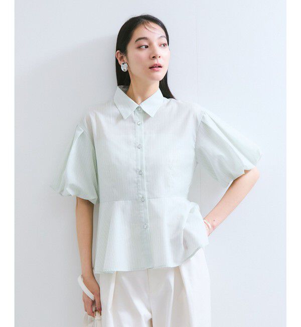 VIS「バルーンスリーブペプラムシャツ/通勤対応」|シャツ・ブラウス|