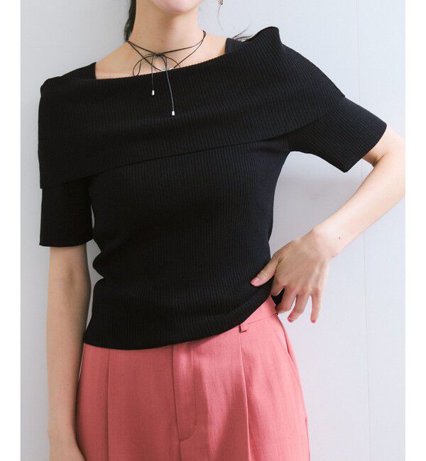 VIS「【アンチピリング/UVケア/洗える】オフショルハーフスリーブニット」|ニット・セーター|