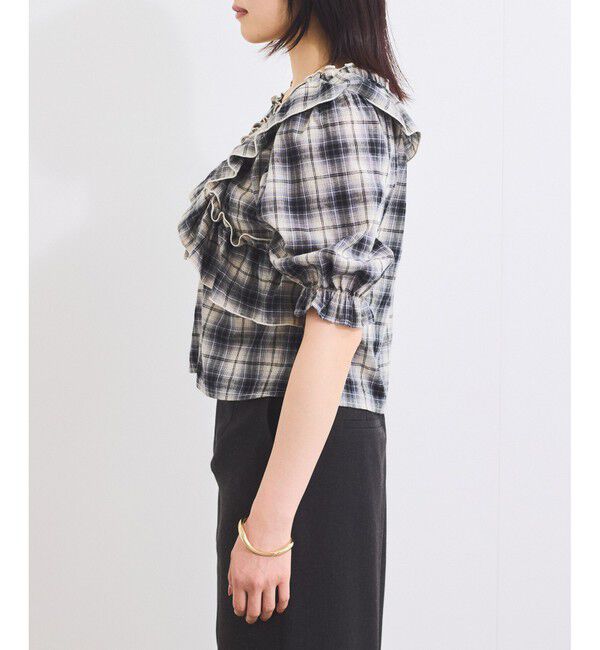 VIS「【2WAY】フリルチェックブラウス」|シャツ・ブラウス|