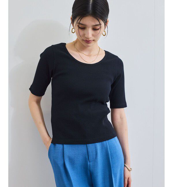 VIS「【前後2WAY】テレコ五分袖プルオーバー」|Tシャツ・カットソー|