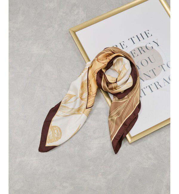 VIS「チューリップ柄スカーフ90&times;90cm」|バンダナ・スカーフ|ブラウン系(24)