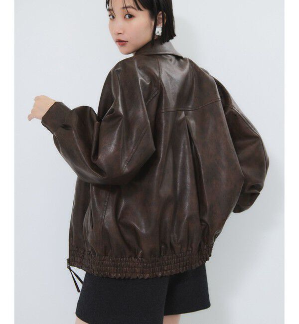 VIS「合皮＆スエードライクジップアップブルゾン」|ブルゾン・スタジャン|