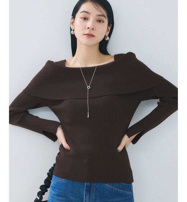 VIS「オフショルダーモチモチリブニット」|ニット・セーター|