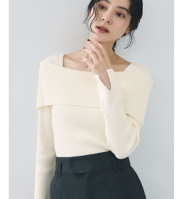 VIS「オフショルダーモチモチリブニット」|ニット・セーター|