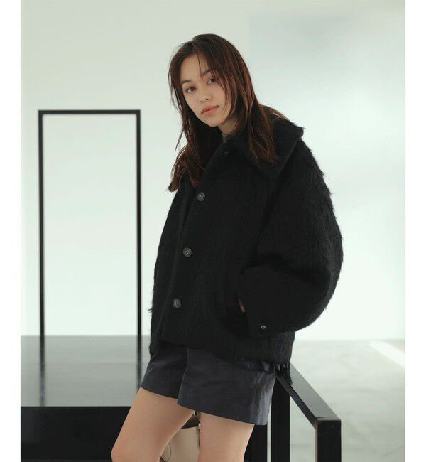 VIS「【アウター総選挙1位】ビッグカラーモモンガシャギーショートコート」|ブルゾン・スタジャン|