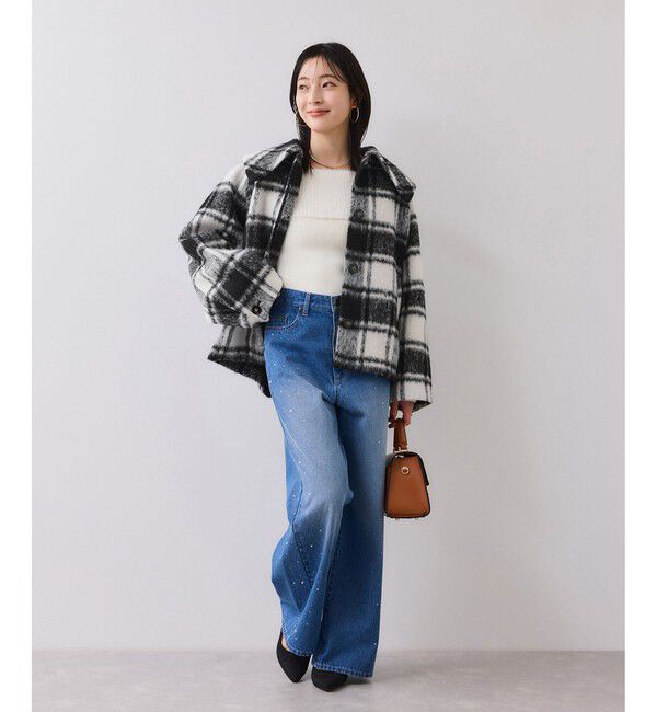 VIS「【アウター総選挙1位】ビッグカラーモモンガシャギーショートコート」|ブルゾン・スタジャン|