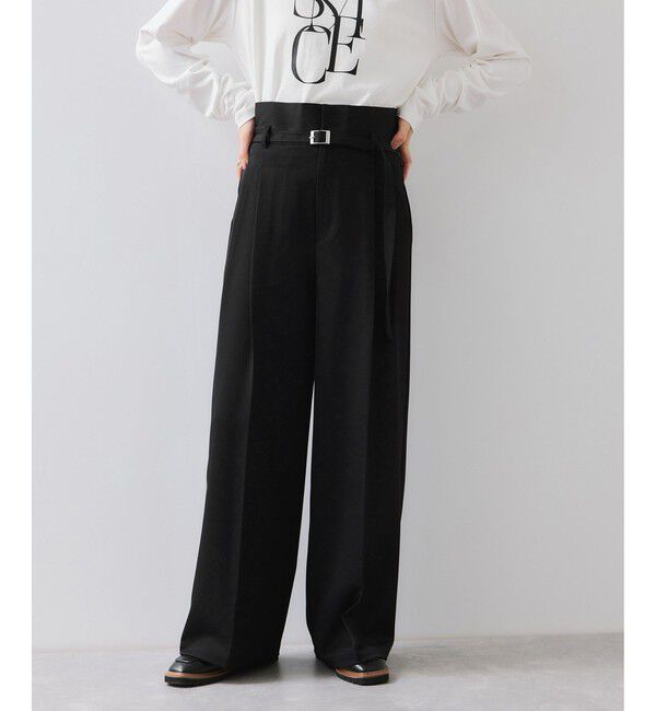 VIS「ベルトディテールタックワイドパンツ/イージーケア」|チノ|
