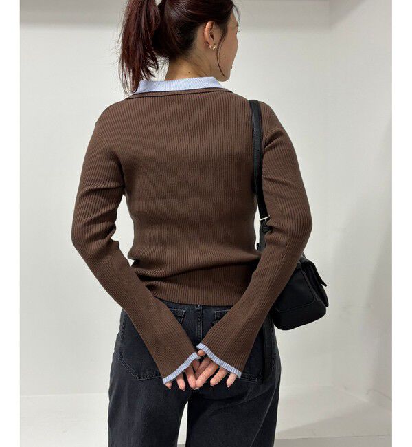 VIS「ダブルカラーポロニットトップス」|ニット・セーター|