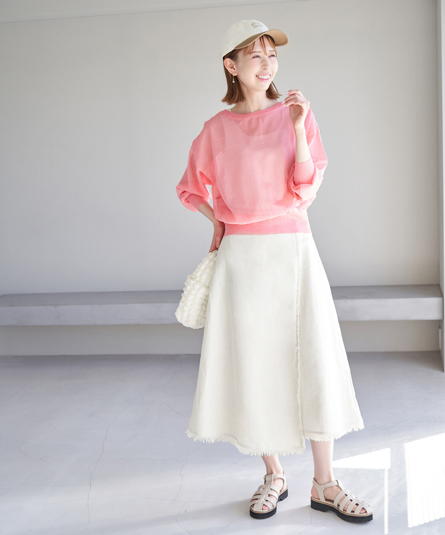 Rope&rsquo;Picnic「麻混フリンジフレアスカート」|スカート|