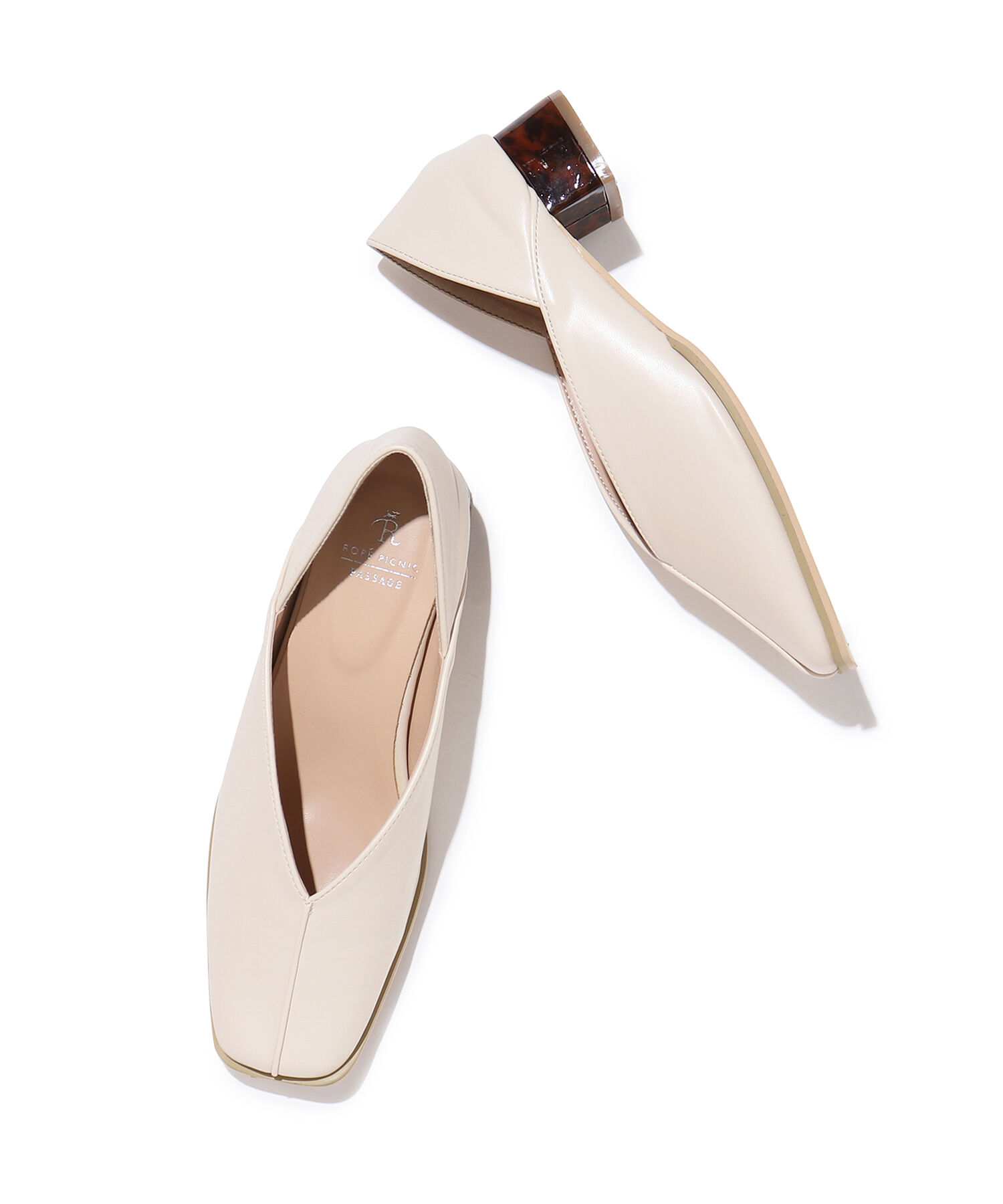 ROPE PICNIC PASSAGE「【新色追加】スクエアトゥセンターシーム甲深バブーシュ」|パンプス|