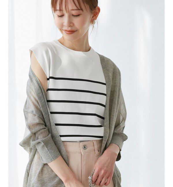 Rope&rsquo;Picnic「【UVカット・接触冷感・イージーケア】八方映えニット ゼロスリーブニットプルオーバー」|ニット・セーター|