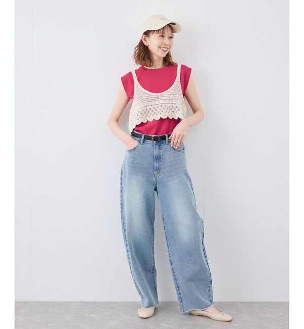 Rope&rsquo;Picnic「【UVカット・接触冷感・イージーケア】八方映えニット ゼロスリーブニットプルオーバー」|ニット・セーター|