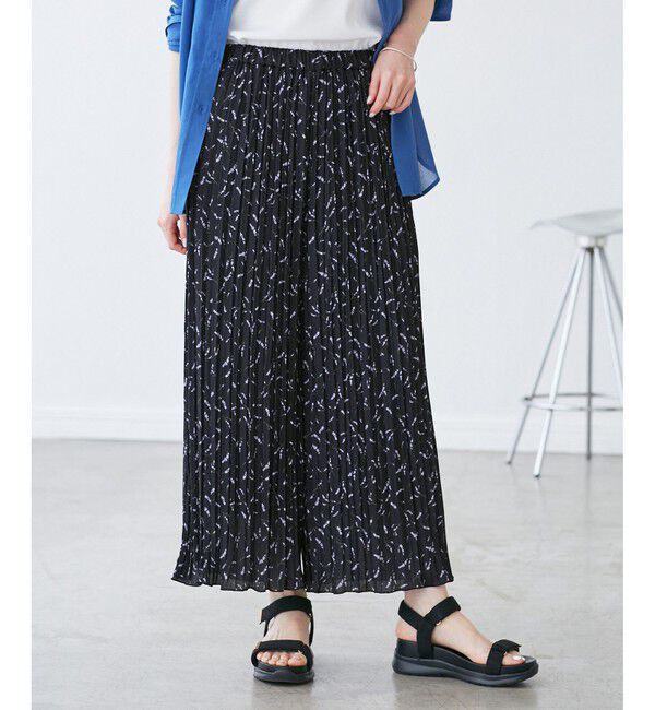 Rope&rsquo;Picnic「ガーデンフラワープリーツパンツ/リンクコーデ」|チノ|ネイビー系(41)