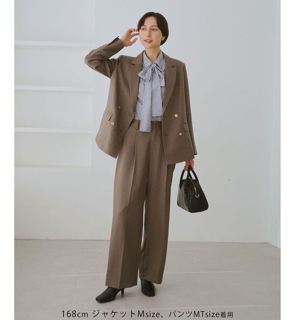 Rope&rsquo;Picnic「【WEB限定・ミドル丈】レディハンサムシリーズ ウールライク金ボタンジャケット(半裏地)/通勤対応」|テーラードジャケット|
