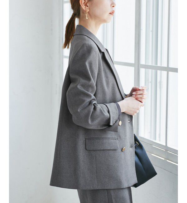 Rope&rsquo;Picnic「【WEB限定・ミドル丈】レディハンサムシリーズ ウールライク金ボタンジャケット(半裏地)/通勤対応」|テーラードジャケット|