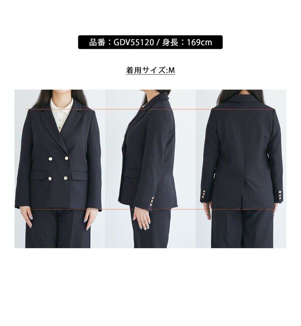 Rope&rsquo;Picnic「【WEB限定・ミドル丈】レディハンサムシリーズ ウールライク金ボタンジャケット(半裏地)/通勤対応」|テーラードジャケット|